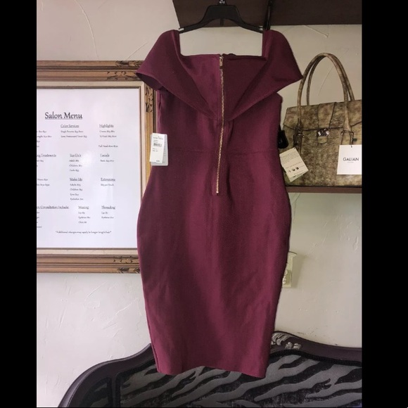 Missguided Nordstrom Off-Shoulder Wine Red Midi Dress NWT Sz 8 - Picture 7 of 10